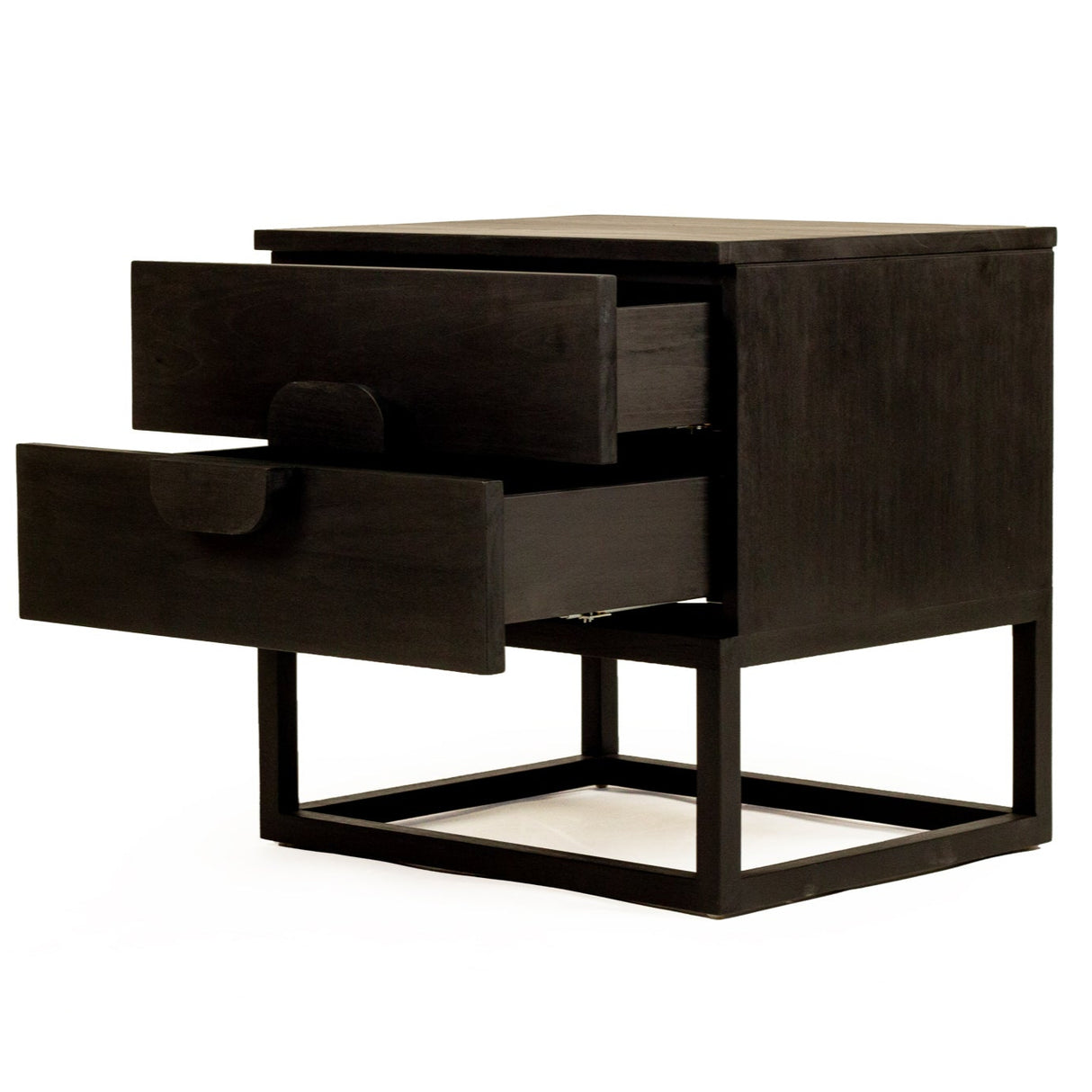Elara Teak Bedside Table - Black - 0.61m