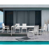 Ella Outdoor Aluminium Dining Table with Ceramic Glass Top 180 cm in Charcoal/Taupe/White