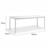 Ella Outdoor Aluminium Dining Table with Ceramic Glass Top 180 cm in Charcoal/Taupe/White