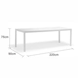 Ella Outdoor Aluminium Dining Table with Ceramic Glass Top 220 cm in Charcoal/Taupe/White