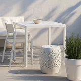 Ella Outdoor Aluminium Square Dining Table with Ceramic Glass Top 90 cm in Taupe/White