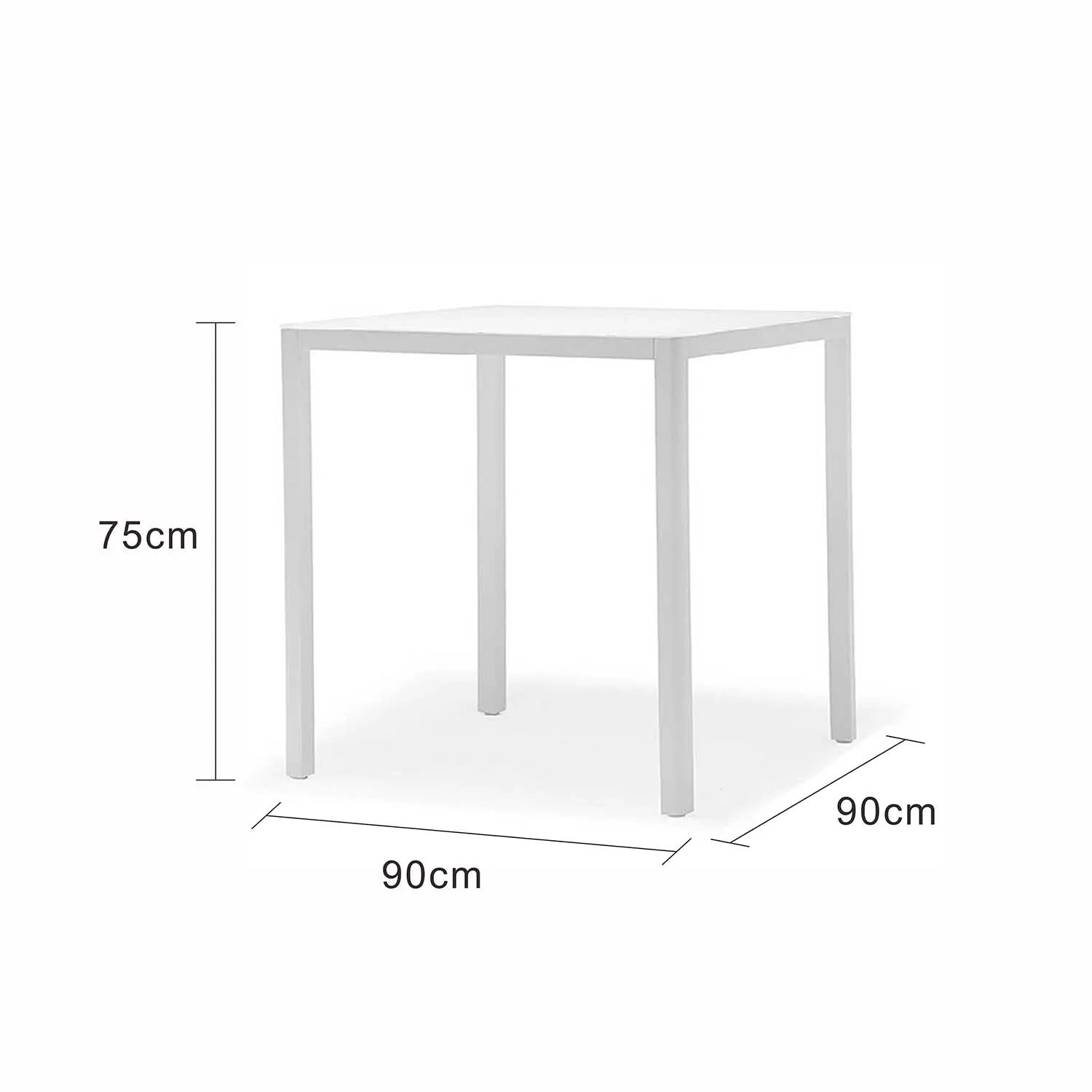 Ella Outdoor Aluminium Square Dining Table with Ceramic Glass Top 90 cm in Taupe/White
