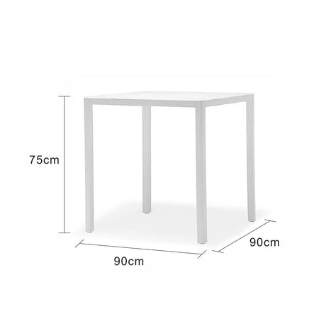 Ella Outdoor Aluminium Square Dining Table with Ceramic Glass Top 90 cm in Taupe/White