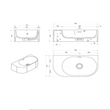 Elysia - Wall Hung - LH - 500 x 275 x 150mm