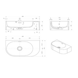 Elysia - Wall Hung - RH - 500 x 275 x 150mm