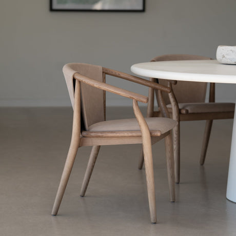 Enzo Solid Ash Wood Dining Chair - Light Khaki