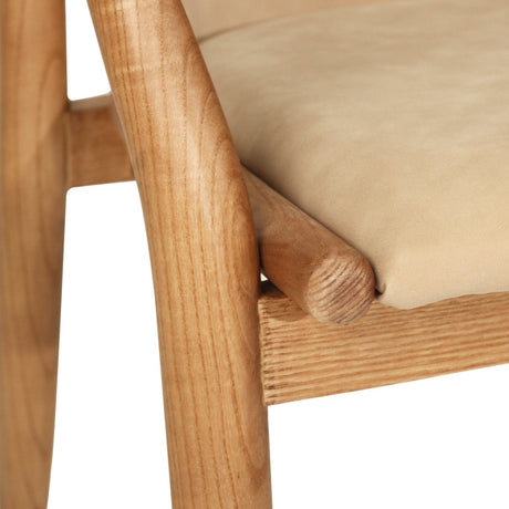 Enzo Solid Ash Wood Dining Chair - Light Khaki