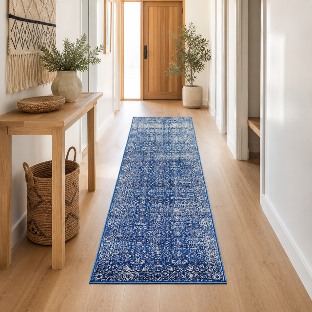 Evoke Oasis Navy Transitional Runner Rug