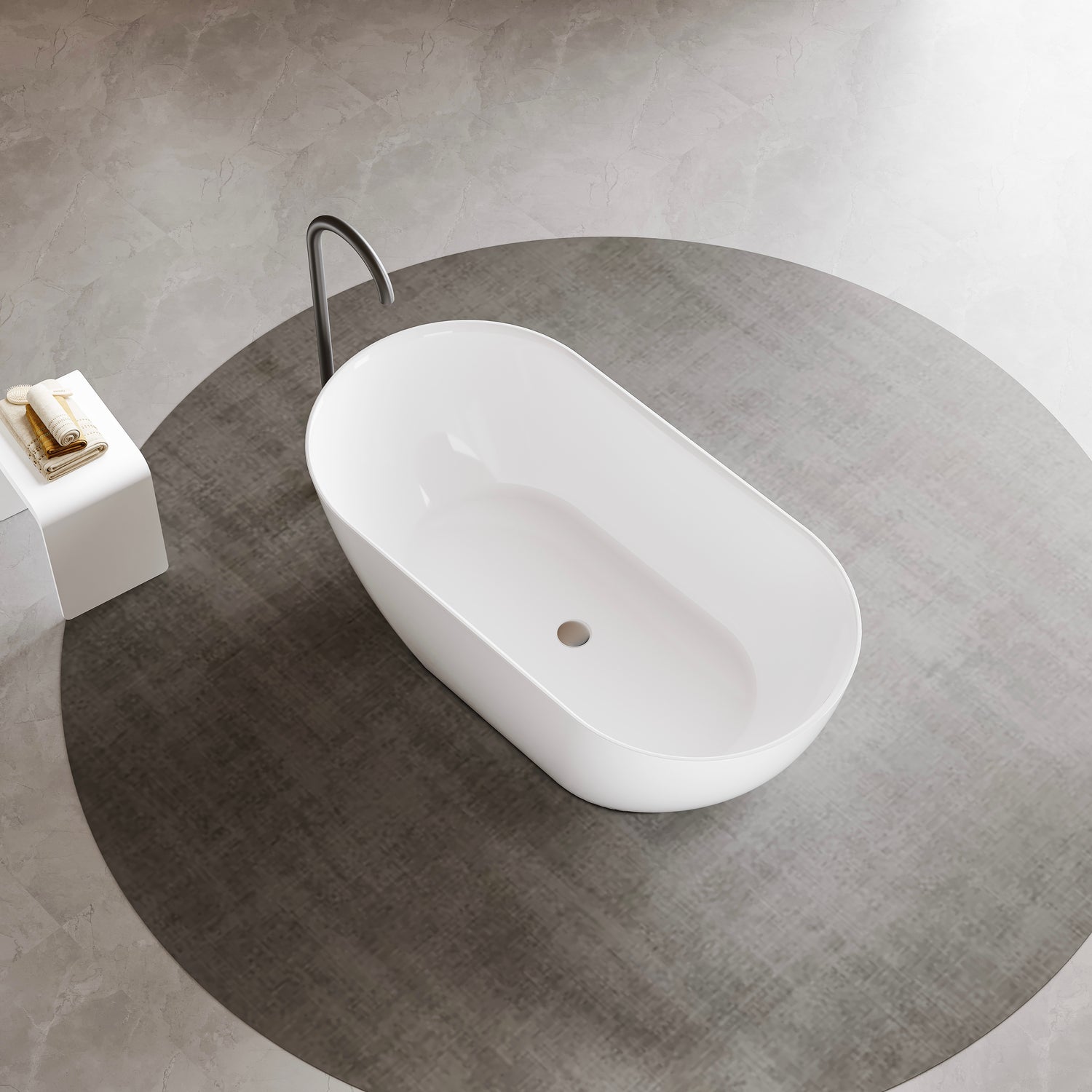 Ellips Slim Acrylic Free Standing None Overflow Bathtub LK-EL