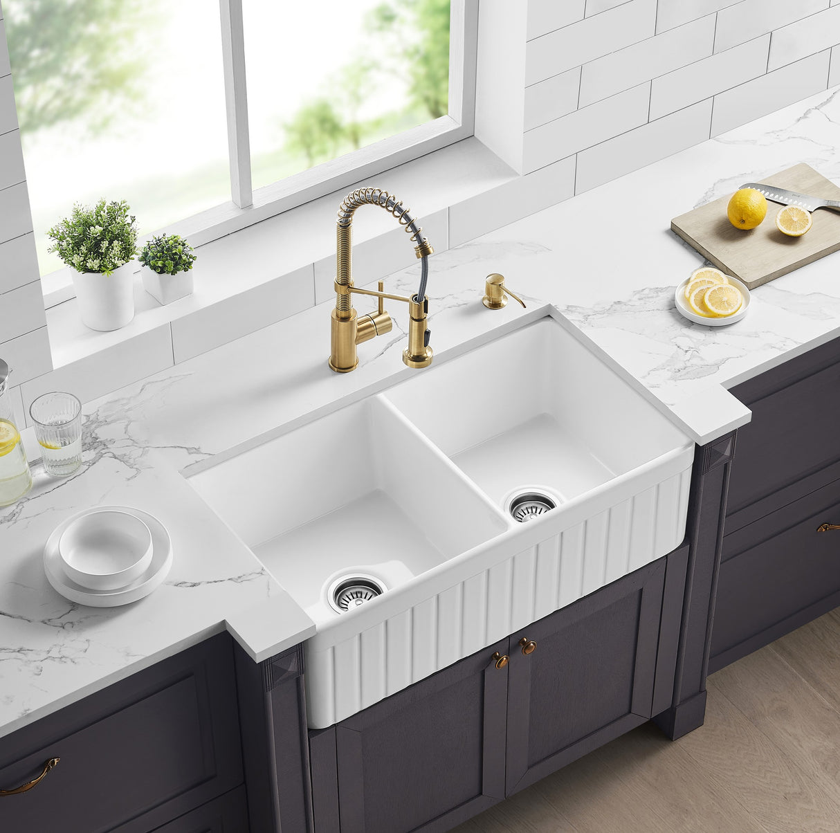 Greenwich Fireclay Kitchen Sink 838x457x255mm