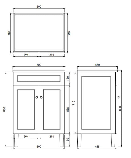 LUKKA Harold Federation Free Standing Cabinet Matte White 600mm