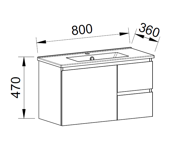 Timberline FLORIDA ENSUITE Single Bowl Wall Hung Vanity (All Sizes)