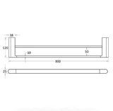 Flores Double Towel Rail 800 mm - Technical Drawing