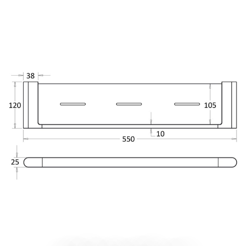 Flores Cosmetic Shelf - Technical Drawing
