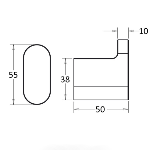 Flores Robe Hook - Technical Drawing