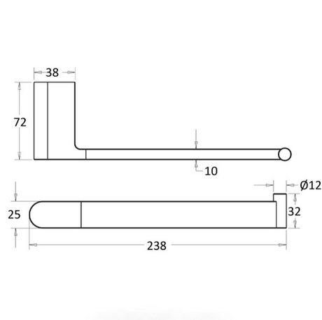 Flores Towel Bar - Technical Drawing