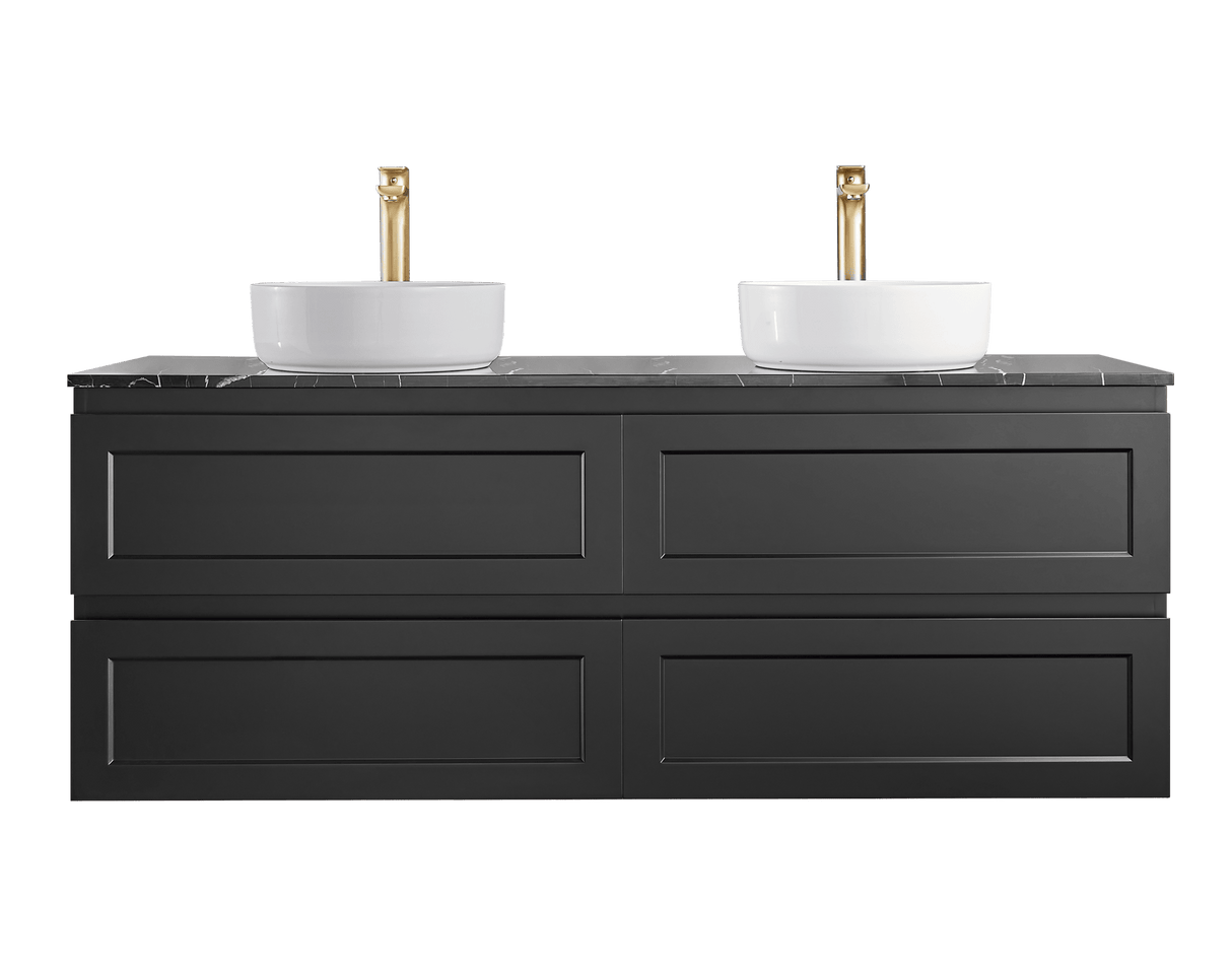 Fremantle PVC Wall Hung Cabinet Vanity 1500mm (Matte Black) (Single/Double Bowl)