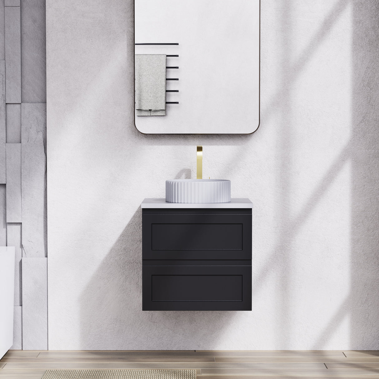 Fremantle PVC Wall Hung Cabinet Vanity 600mm (Matte Black)