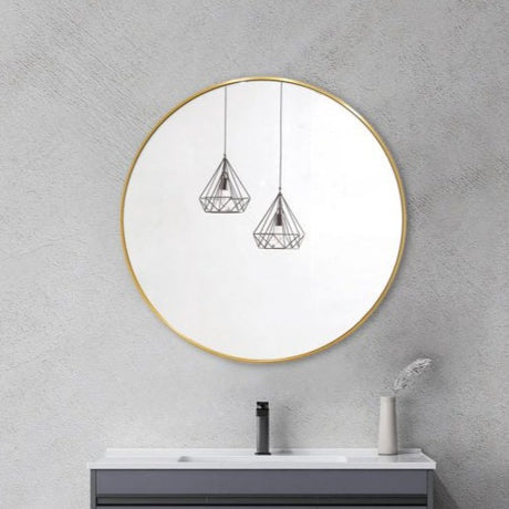 Aluminum Framed Round Mirror 600/750/900mm - Brushed Gold