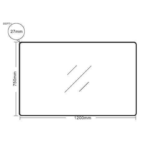 Aluminum Rectangular Framed Mirror 1200x750mm - Brushed Gold