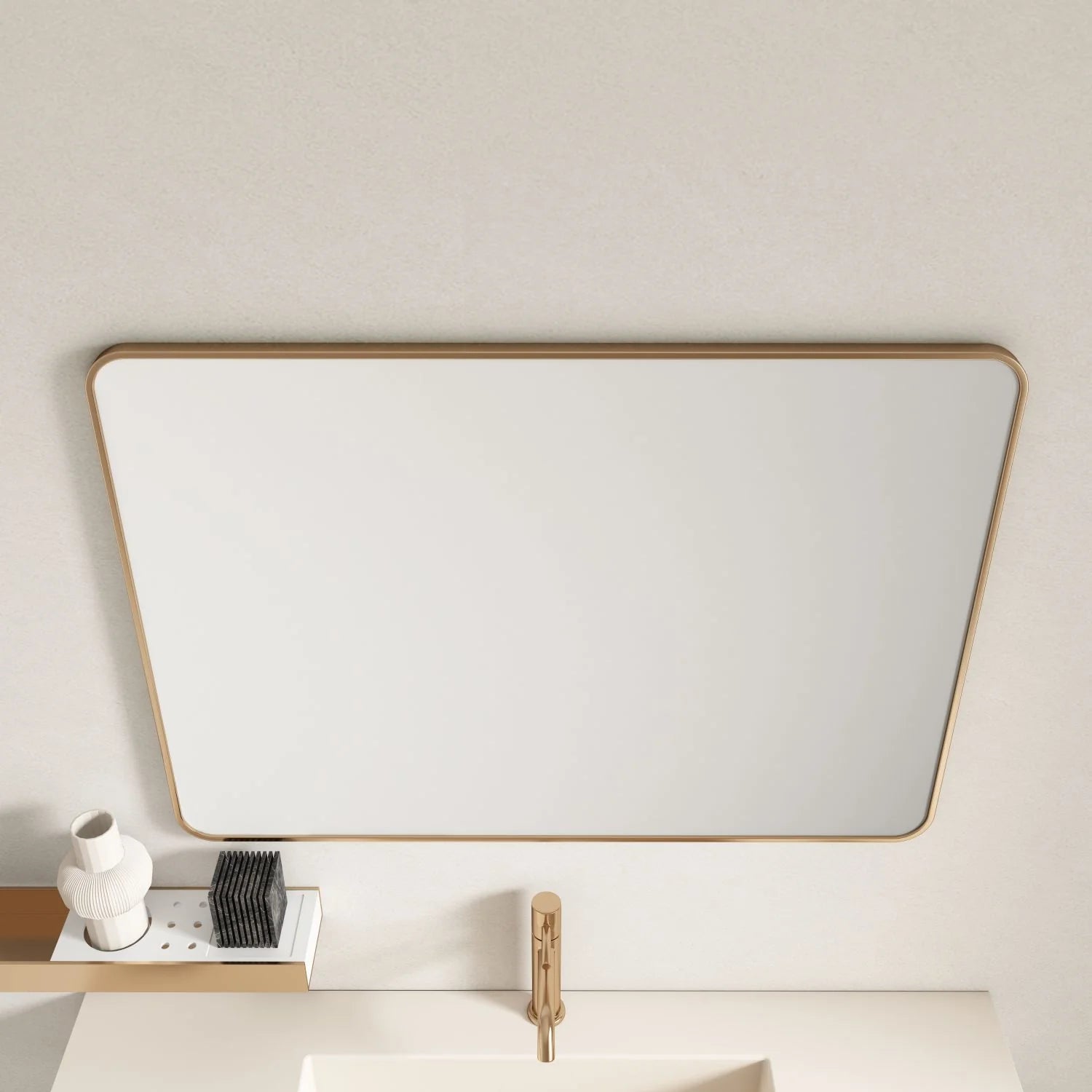 Aluminum Framed Rectangular Mirror 900x750mm - Brushed Gold