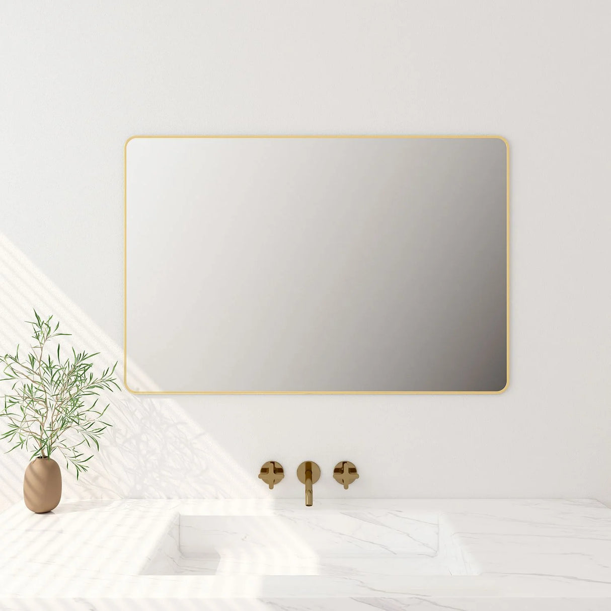 Aluminum Framed Rectangular Mirror 600x750mm - Brushed Gold