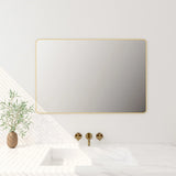Aluminum Framed Rectangular Mirror 900x750mm - Brushed Gold
