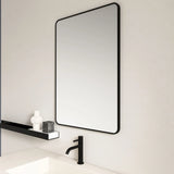 Aluminum Framed Rectangular Mirror 900x750mm - Matte Black