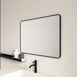 Aluminum Framed Rectangular Mirror 900x750mm - Matte Black