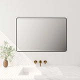 Aluminum Framed Rectangular Mirror 900x750mm - Matte Black