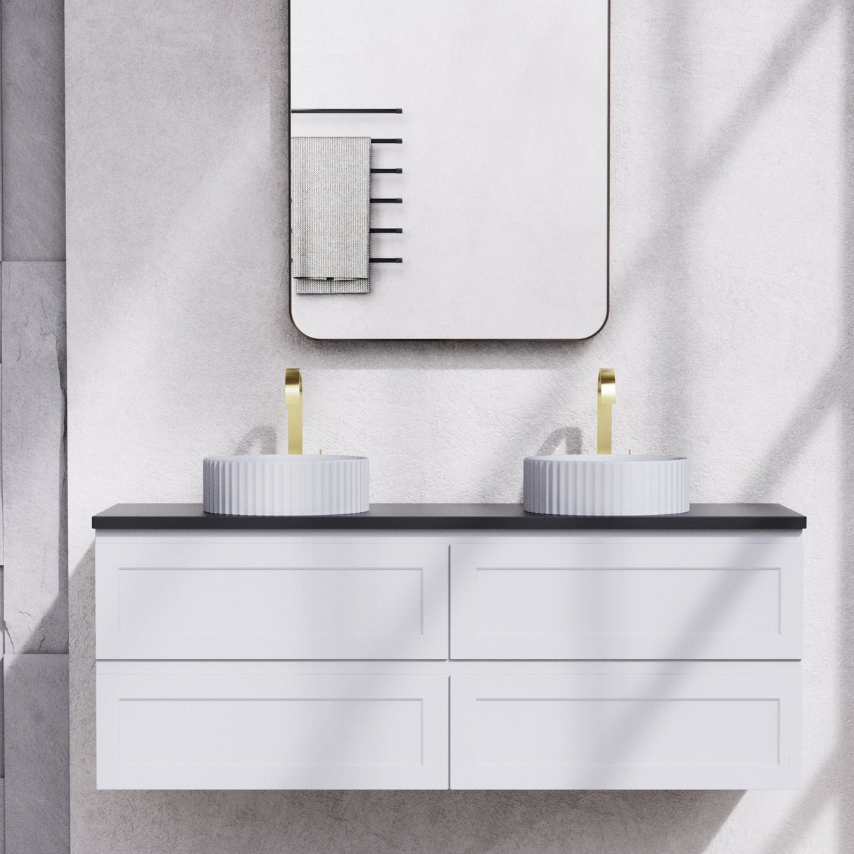 Fremantle PVC Wall Hung Cabinet Vanity 1500mm (Matte White) (Single/Double Bowl)