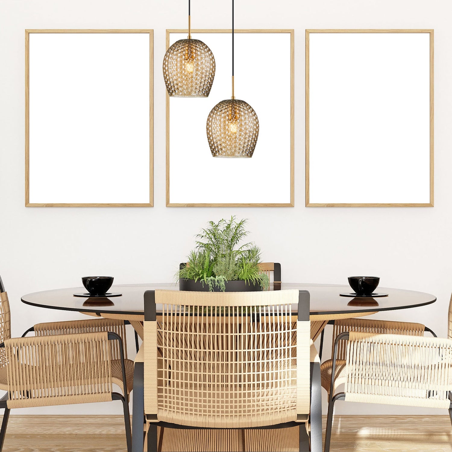 FOSSETTA: Interior Wine Glass Shape Dimpled Pendant Lights