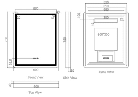FREYA LED Rectangular Frameless Mirror (600×750mm)