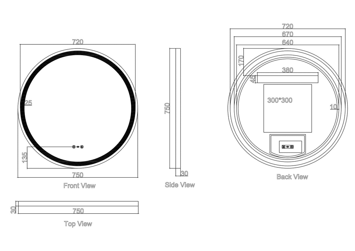 FREYA LED Round Frameless Mirror (600/ 750/ 900mm)