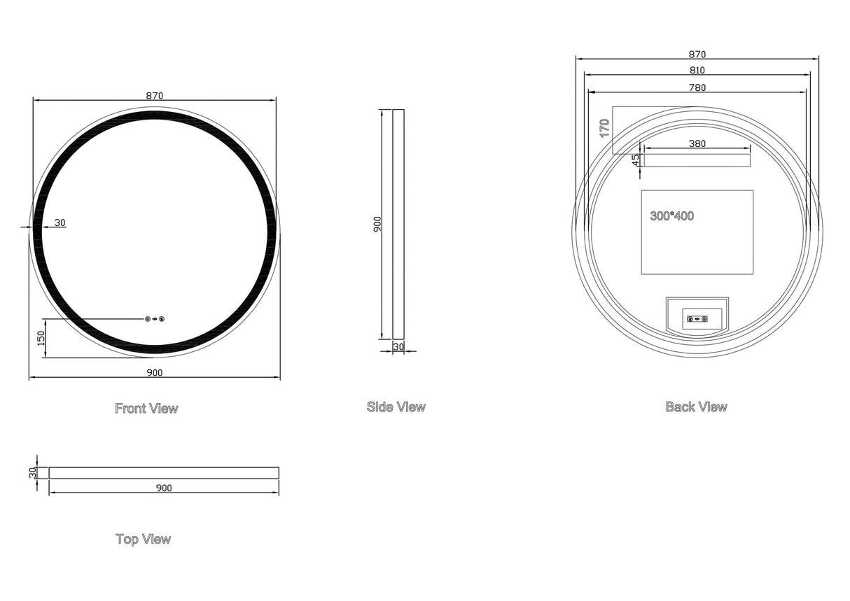 FREYA LED Round Frameless Mirror (600/ 750/ 900mm)