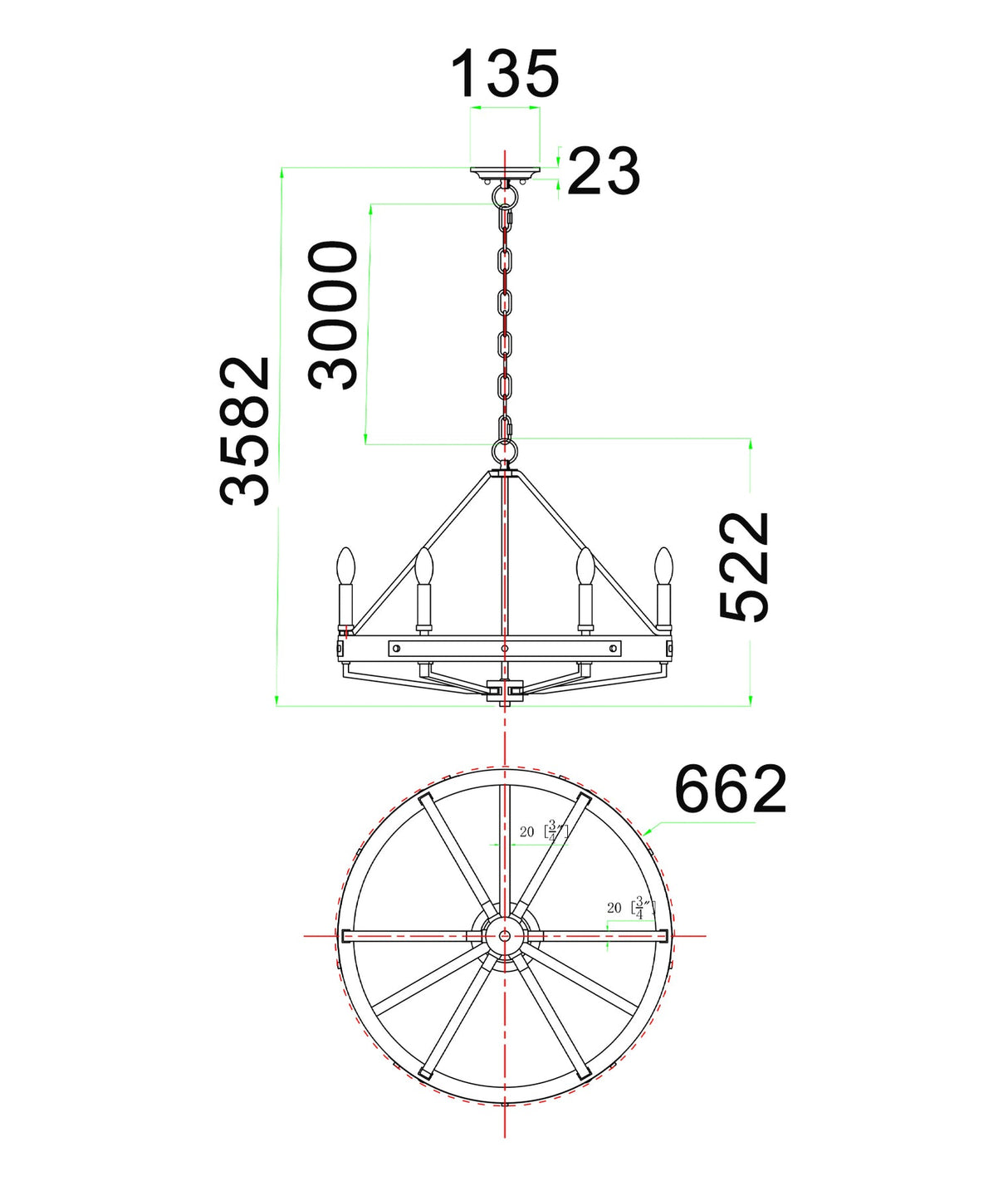 FUNALE: Interior Candelabra Natural Wood / Oak Wood Pendant Lights (6/ 8/ 12-Light)