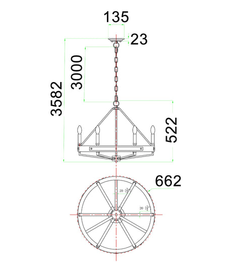 FUNALE: Interior Candelabra Natural Wood / Oak Wood Pendant Lights (6/ 8/ 12-Light)