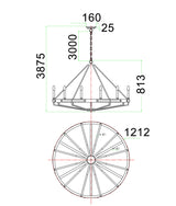 FUNALE: Interior Candelabra Natural Wood / Oak Wood Pendant Lights (6/ 8/ 12-Light)