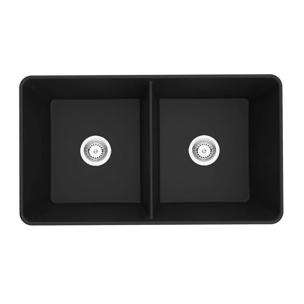 Farmhouse Quartz Kitchen Double Bowl Sink 838x482x262 (Matte Grey)
