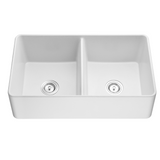 Farmhouse Quartz Kitchen Double Bowl Sink 838x482x262 (Matte Grey)