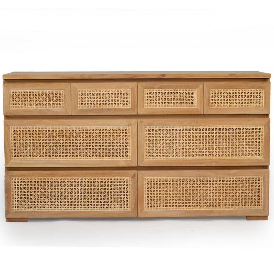 Fern Chest Of Teak Drawers - Eight Drawers - 1.5m
