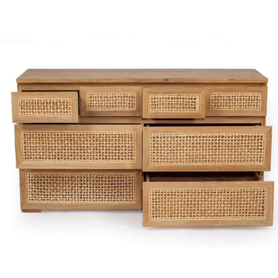 Fern Chest Of Teak Drawers - Eight Drawers - 1.5m