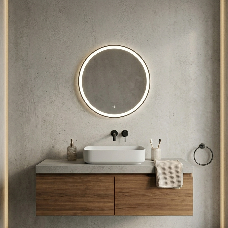 Firenze Round LED Frosted Mirror (800x800mm)