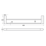 Flores Double Towel Rail 600 mm Drawing