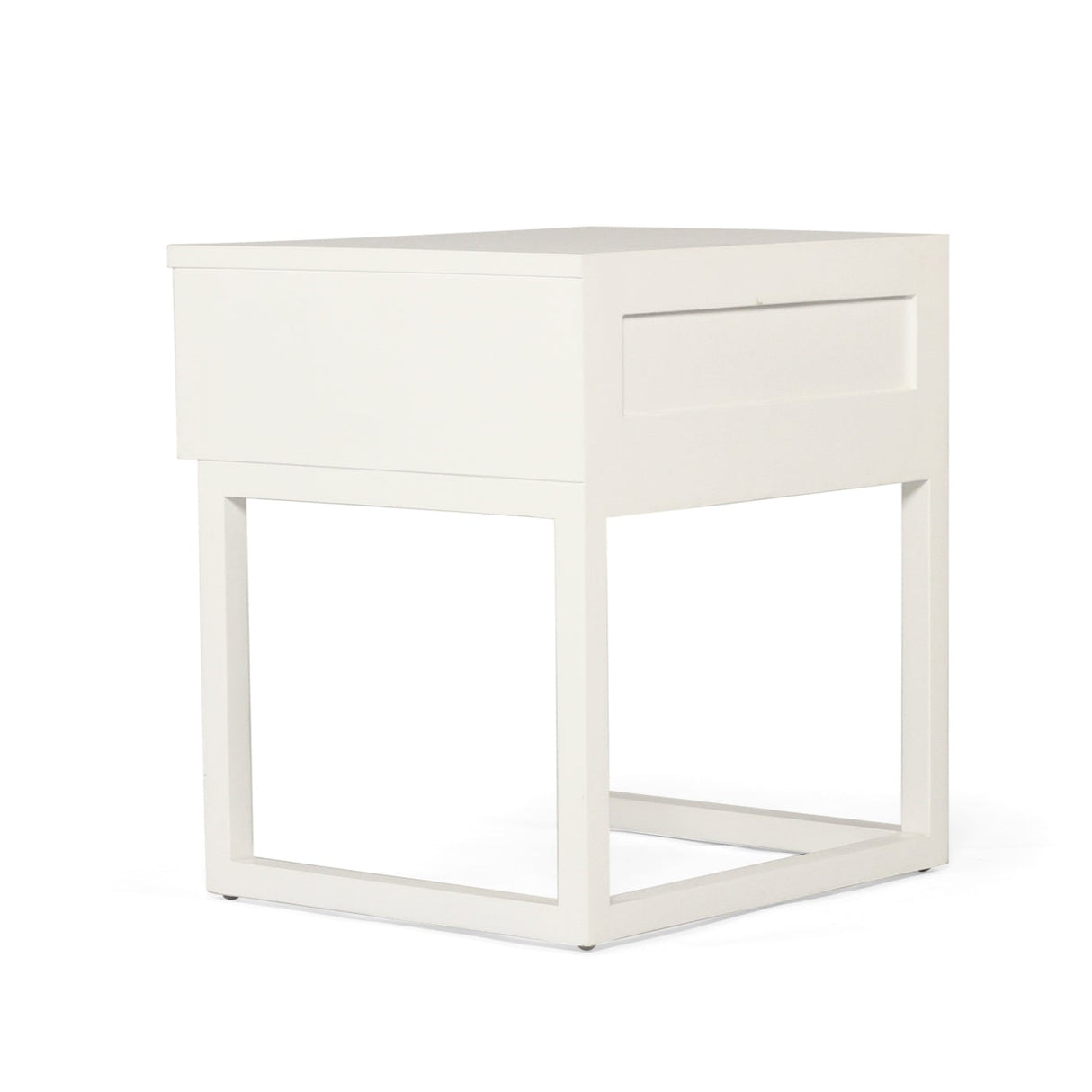 Flynn Teak Bedside Table - White - 0.55m