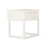Flynn Teak Bedside Table - White - 0.55m