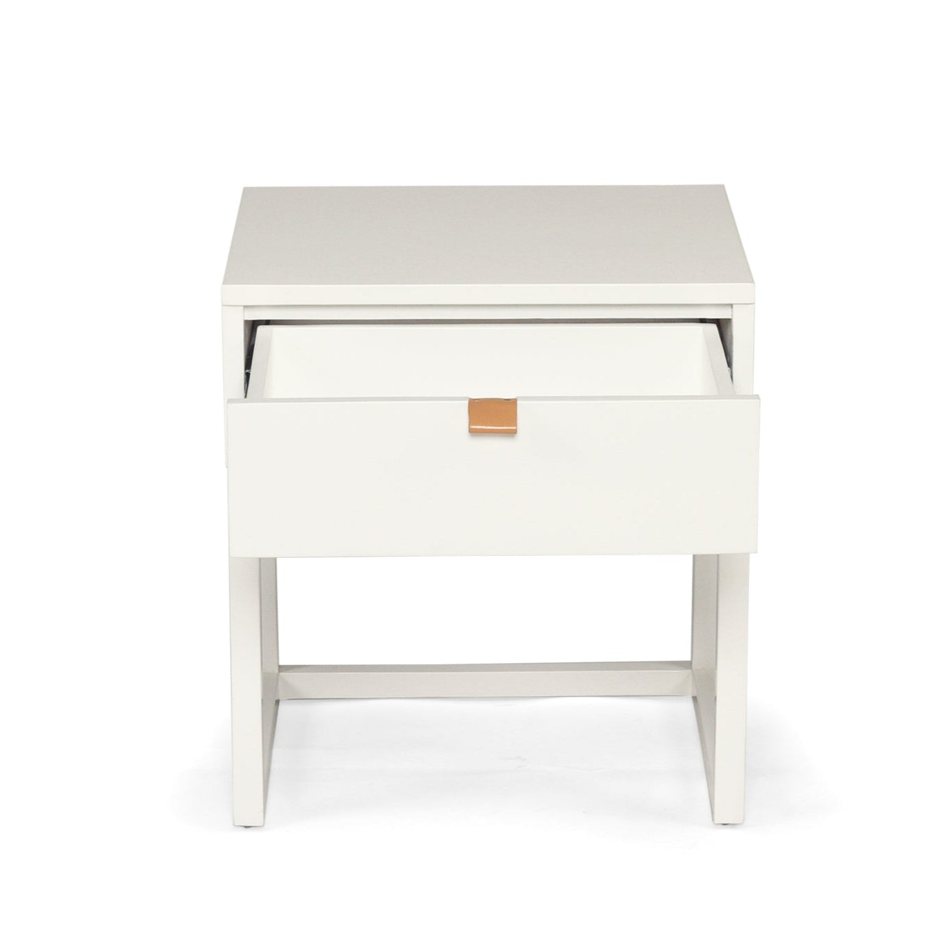 Flynn Teak Bedside Table - White - 0.55m
