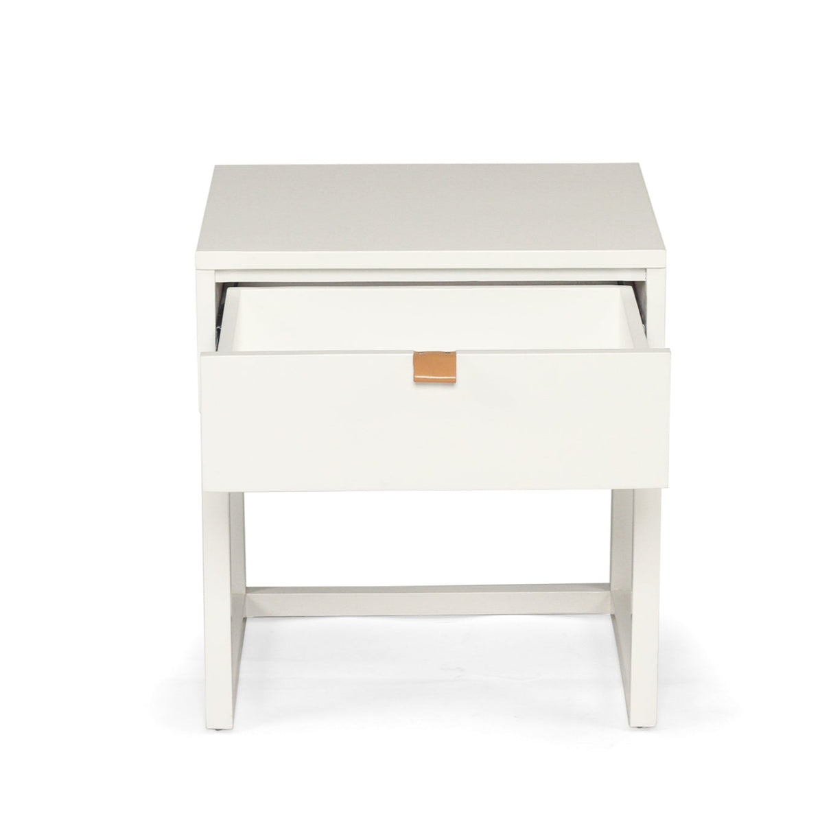 Flynn Teak Bedside Table - White - 0.55m