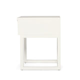 Flynn Teak Bedside Table - White - 0.55m