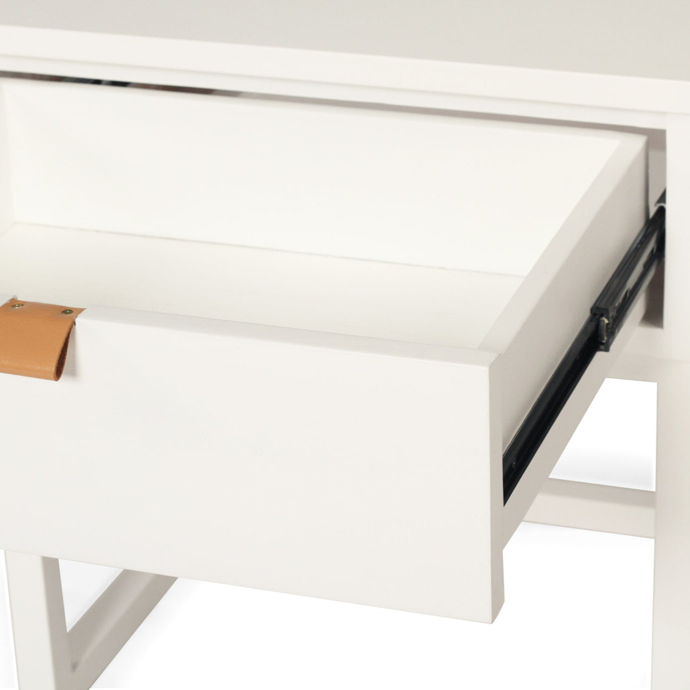Flynn Teak Bedside Table - White - 0.55m